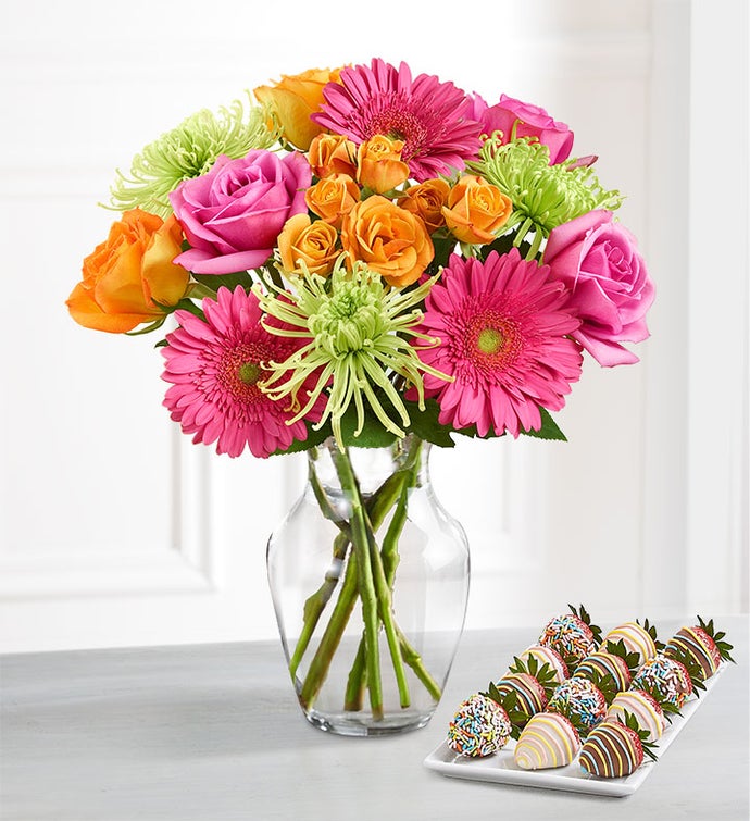 Deliciously Decadent™ Vibrant Blooms & Birthday Strawberries